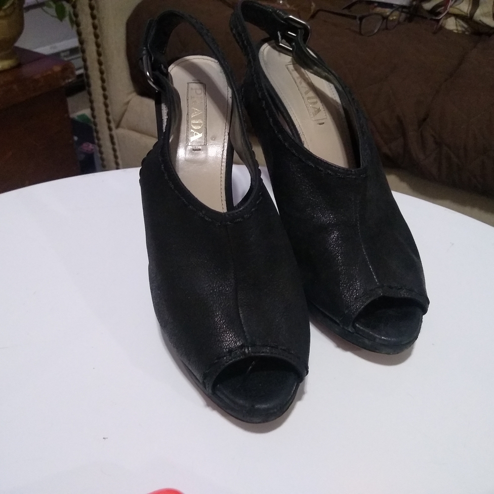 Prada Sling Back Peep Toe Heels